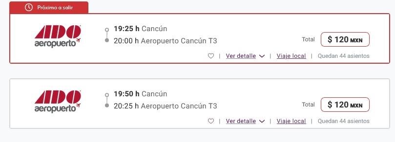 ado aeropuerto cancun precio